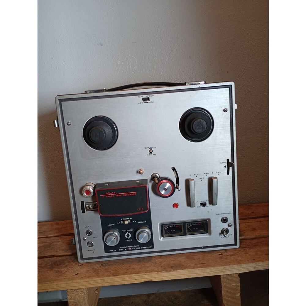 Vintage Akai 1710 Reel to Reel Tape Deck Powers On All Switches Functioning